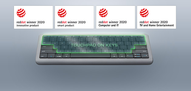 Tastatura multimedia Prestigio Click Touch cu touchpad pe taste a câștigat patru premii Red Dot 2020 pentru super design